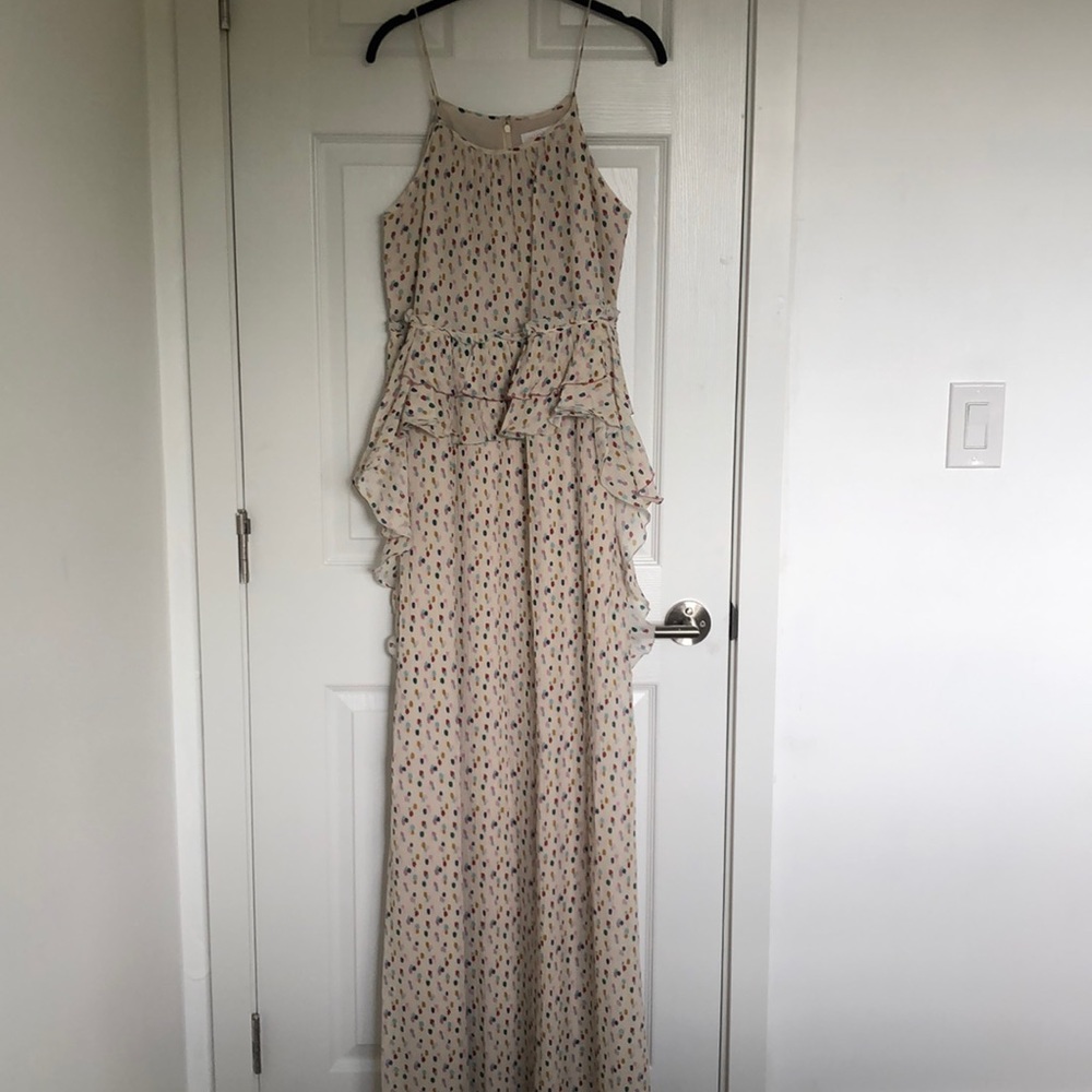 Beige Polka Dot Formal Dress